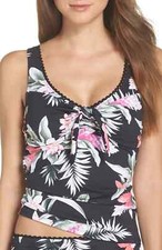 Tommy Bahama Ginger Flowers Scoop Neck Tankini Set SZ XS Black Multi