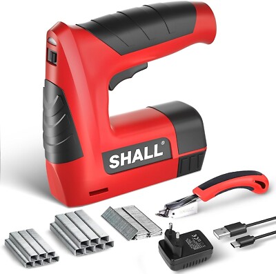 SHALL Akku Tacker &Nagler Hefter,3-in-1-Nagelpistole,4V,mit 2500 Heftklammern DE
