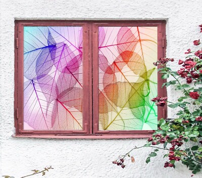 3D Leaf Texture A63 Window Film Print Sticker Cling Stained Glass UV Zoe