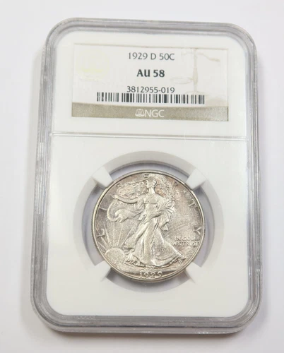 1929-D NGC AU58 | Silver Walking Liberty Half Dollar - 50c US Coin #35235A