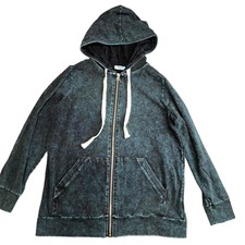 Zenana Womens Size Extra Large Forest Green Mineral Wash Hoodie Jacket Zip Up