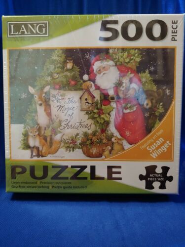 Puzzle LANG 500 pezzi ""Magic of Christmas"" lino in rilievo ~ Guida inclusa ~ NUOVO - Foto 1 di 6