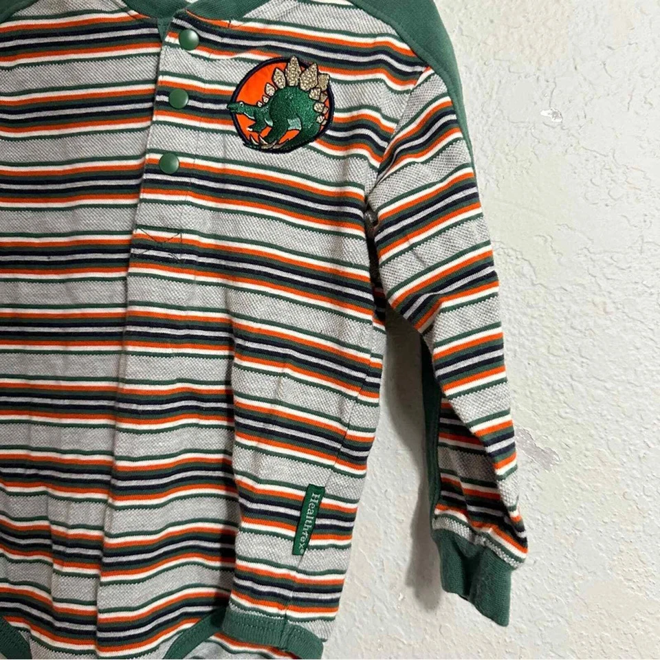 Body de dinosaurio manga larga a rayas vintage Healthtex, talla 18 meses Foto 3 de 4