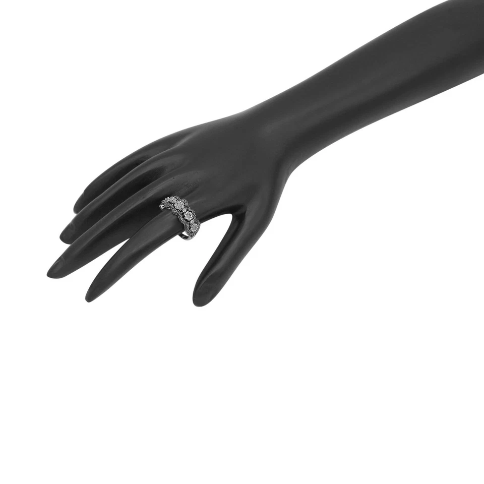 Anel de prata esterlina 1,40 quilates corte redondo diamante branco natural aglomerado onda - Imagem 3 de 4