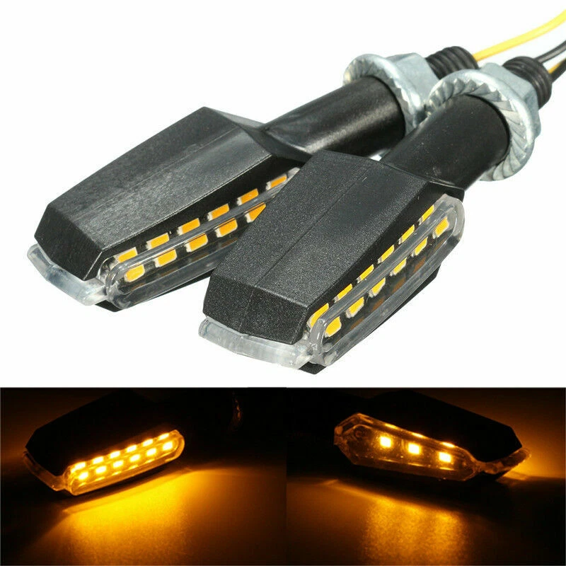 2x Universal Dual Side Motorcycle Bicycle 9-LED Turn Signal Indicator Light Lamp — 第 2/4 张图片