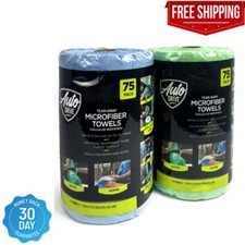 Auto Drive Tear Away Multi-Purpose Microfiber Towels on a Roll, Cleaning 75 Pack