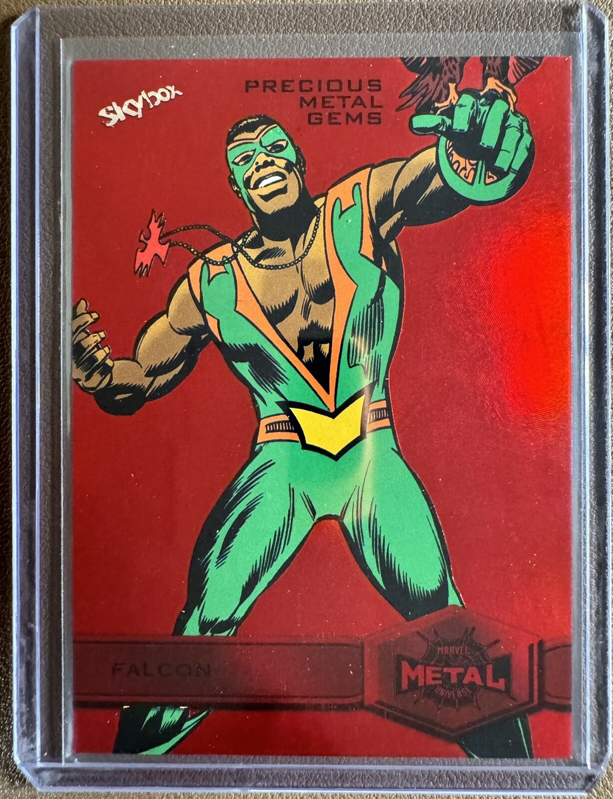 2022 Marvel Metal Universe Spider-Man High Series PMG Red /100 Falcon #126