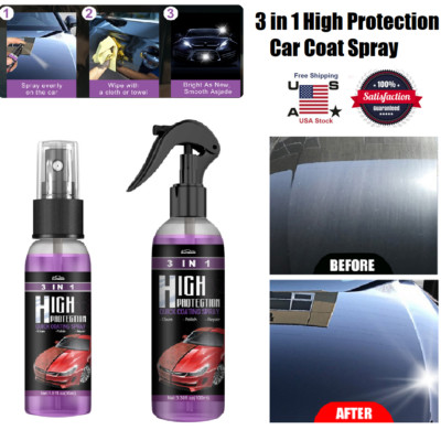 3 in 1 High Protection Quick Car Coat Ceramic Coating Spray Hydrophobic 100ML US