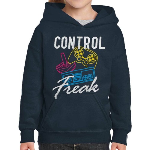 Retro Funny Video Game Control Freak Joke Youth Hooded Sweatshirt Boy or Girl - 第 4/7 張圖片