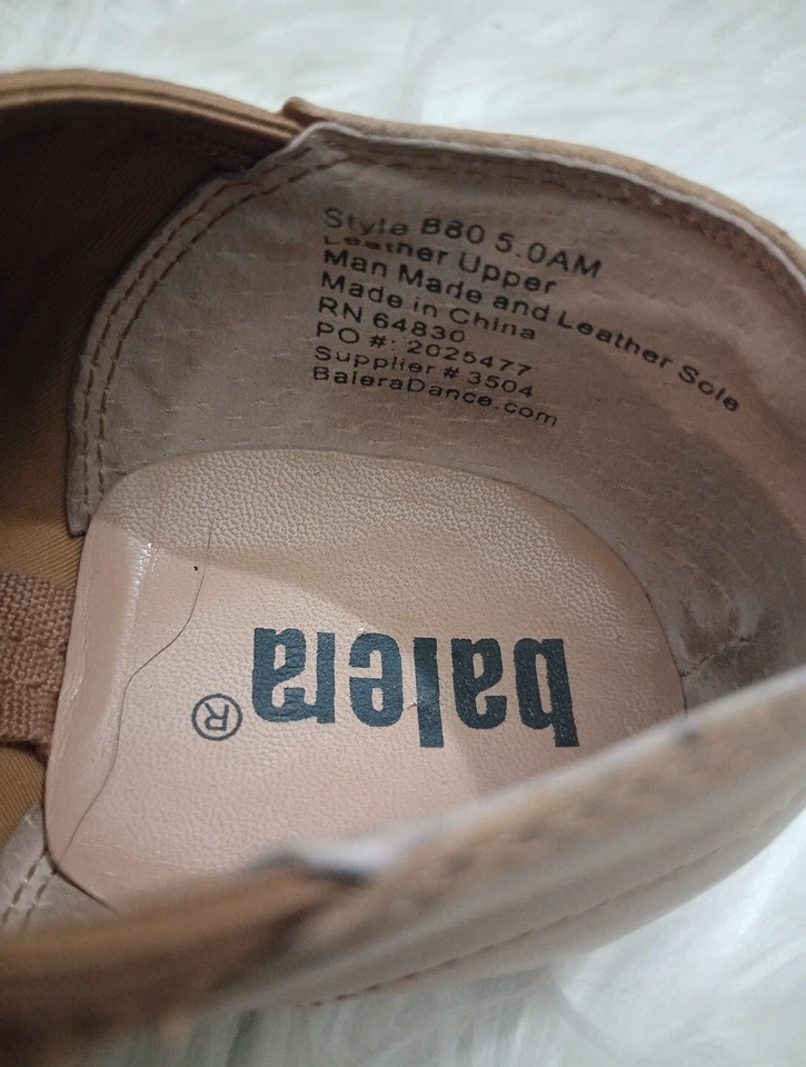 Girls Dance  Shoes Tan Jazz Slip On Hip Hop Leather Upper Size 13 - Image 3 of 4