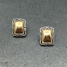 Avon Pierced Earrings Two tone Rectangle Magn...