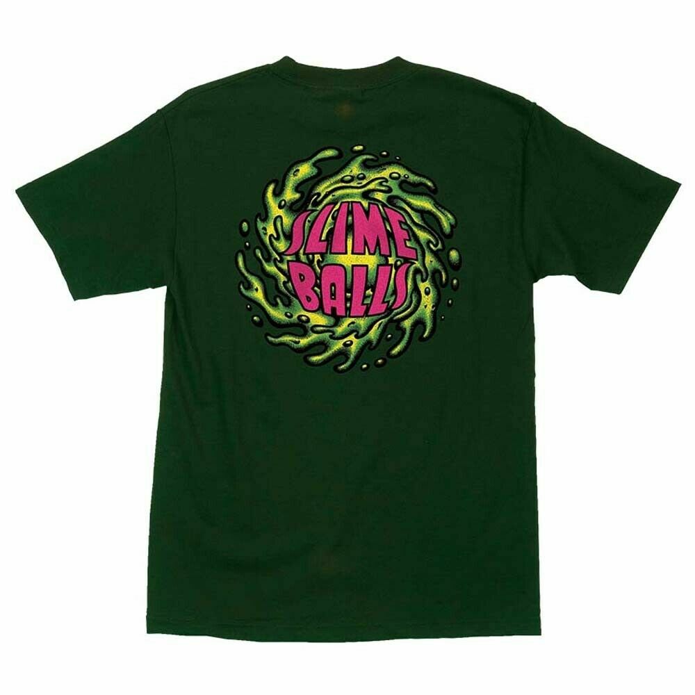 Santa Cruz SLIME BALLS NO BALLS NO GLORY Skateboard T Shirt FOREST