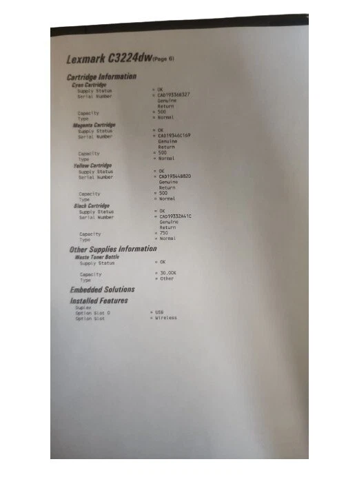 Lexmark C3224dw Printer - Lexmark 40N9000 | Power Cable - No Toner - Image 2 of 4