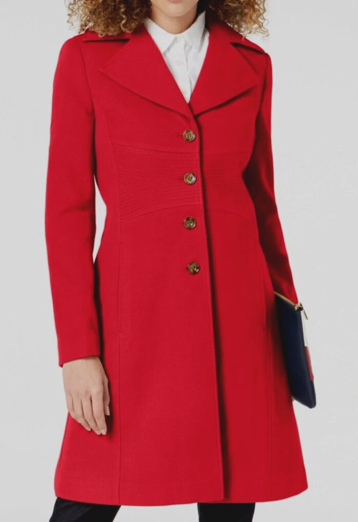 NEW Tommy Hilfiger Women s Winter Coat XL Extra large Red 4 button Long jacket