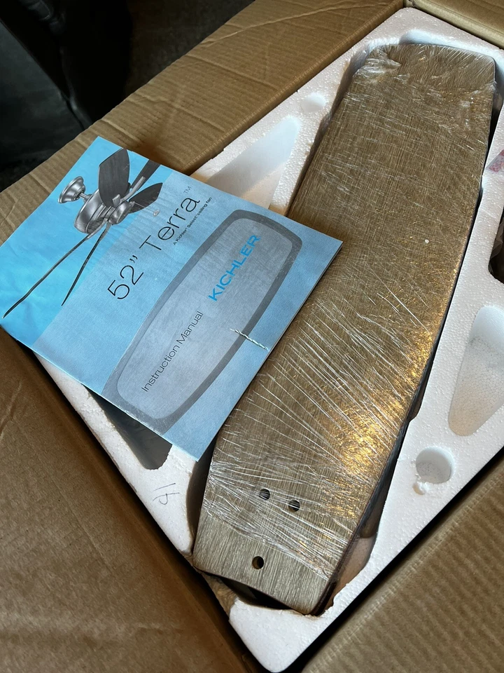 Kichler 330247BAP Terra 52" Ceiling Fan & Blades. Pewter w Cherry/Walnut - Image 2 of 4