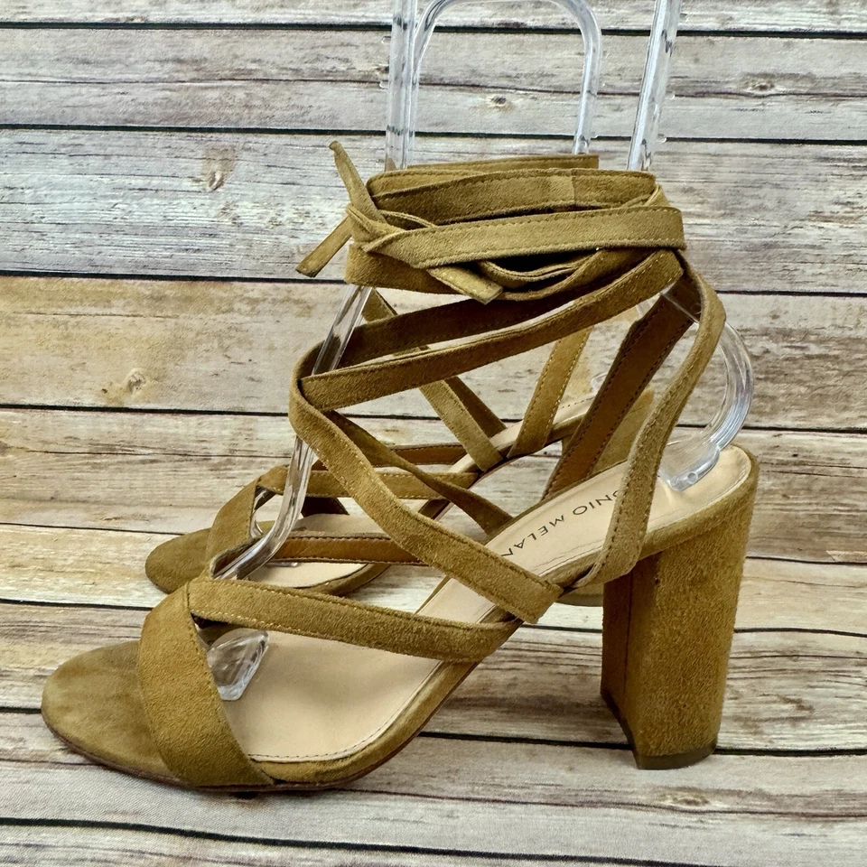 Antonio Melani Mujer Giula Marrón Gamuza Tirantes Tobillo Envoltura Bloque Tacón Zapatos 8.5 Foto 3 de 4