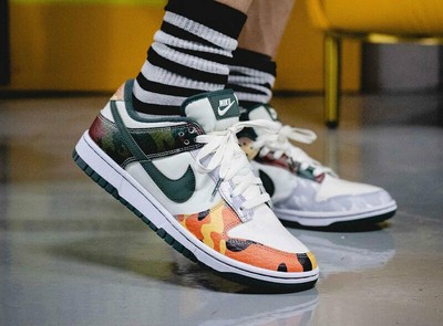 NIKE DUNK LOW SE SAIL MULTI CAMO DH0957-100 Sneakers Shoes Mens 