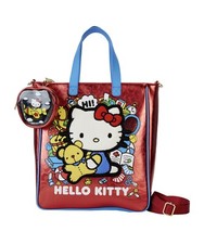 Sac fourre-tout Sanrio Hello Kitty 50ème anniversaire métallisé avec porte monnaie