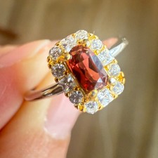 925 Sterling Silver Ring 5x3mm Red Natural Rhodolite Garnet Gemstone Zircon NEW