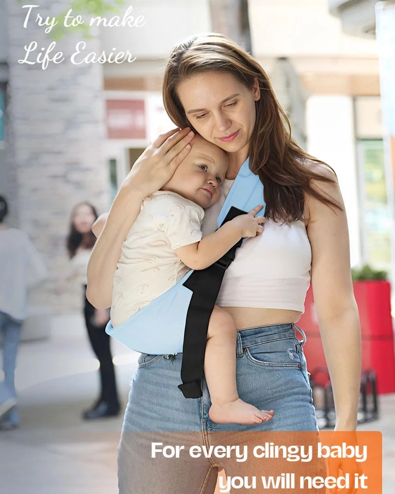 Baby Sling Carrier Ergonomic Adjustable Strap Hip Seat Blue - Image 4 of 4