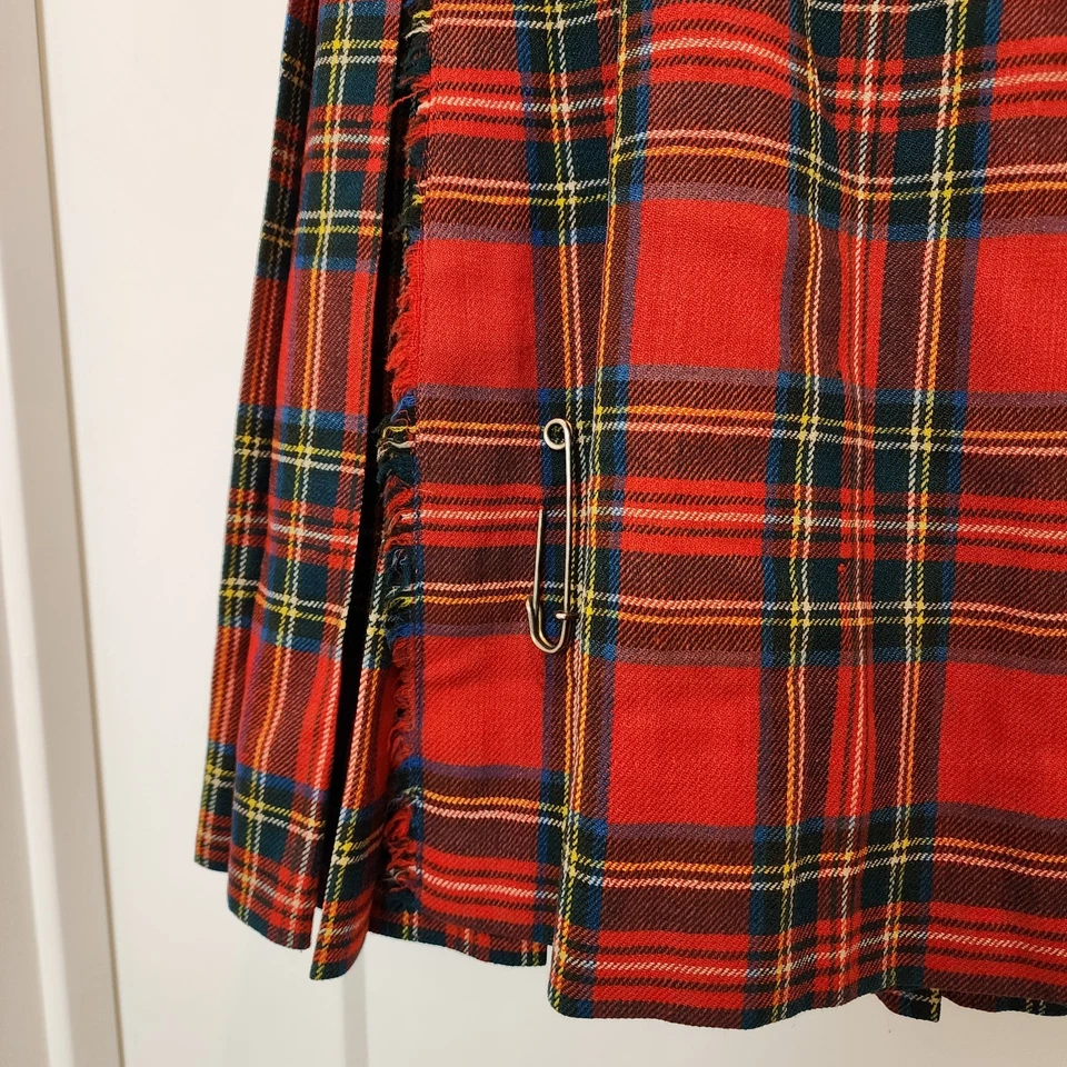 Falda escocesa vintage años 70 hecha a mano Royal Stewart tartán lana punk academia patrimonio Foto 4 de 4