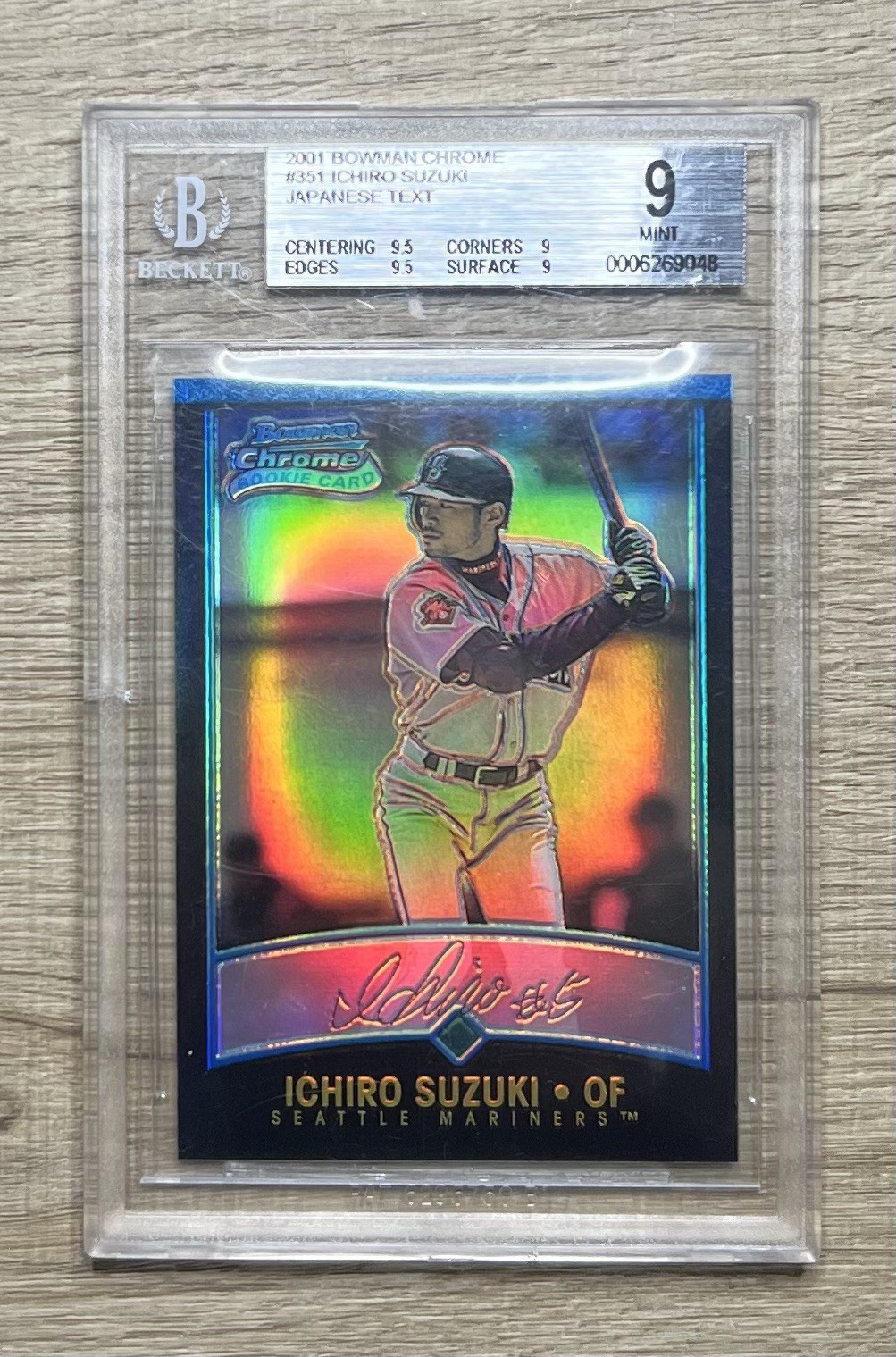 2001 BOWMAN CHROME ICHIRO SUZUKI JAPANESE REFRACTOR BGS 9 GOOD SUBS MARINERS RC