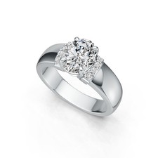 Sterling Silver Semi Mount Ring Setting Oval OV 9X7mm with White Topaz