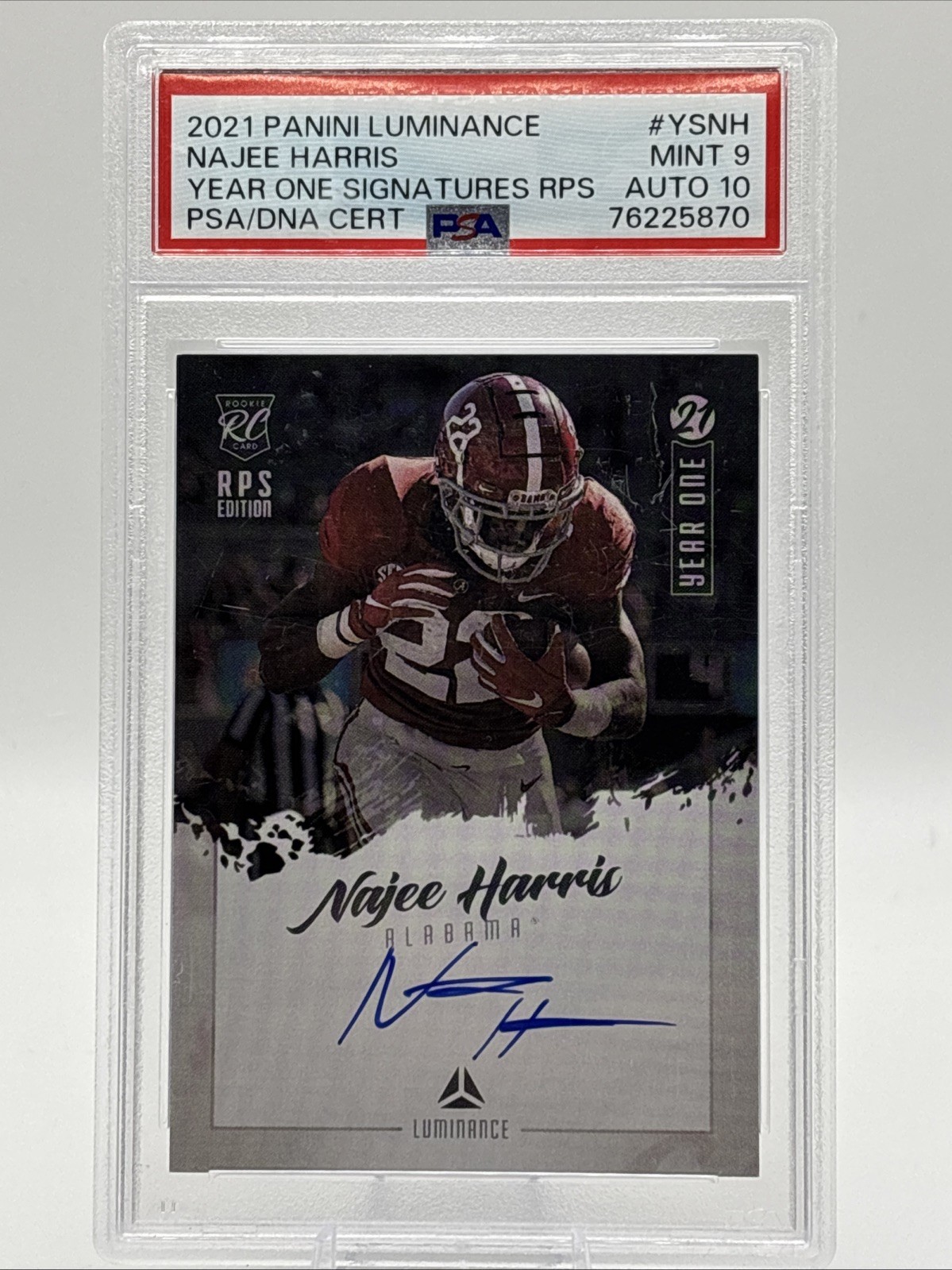 Najee Harris Panini Luminance Year One Signatures Rps #YSNH Green