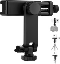 Universal Cell Phone Tripod Mount Adapter, Camera Hot Shoe Phone Holder Clamp wi