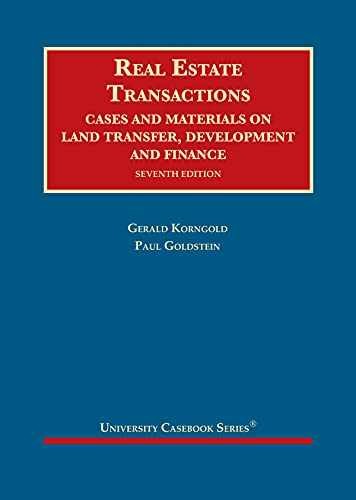 Real Estate Transactions: - Hardcover, By Korngold Gerald; Goldstein - Very Good