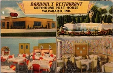 Barboul’s Restaurant Greyhound Post House Valparaiso Indiana Linen Postcard