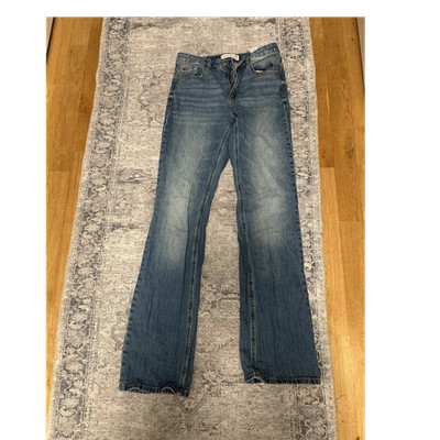 Stradivarius Damen Jeans Straight Gr.38 L32 Blau Stretch Low Rise Denim