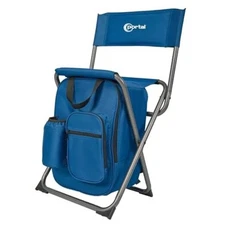  Backpack Cooler Chair Fishing Chairs with Backrest Folding Camping Blue Handle