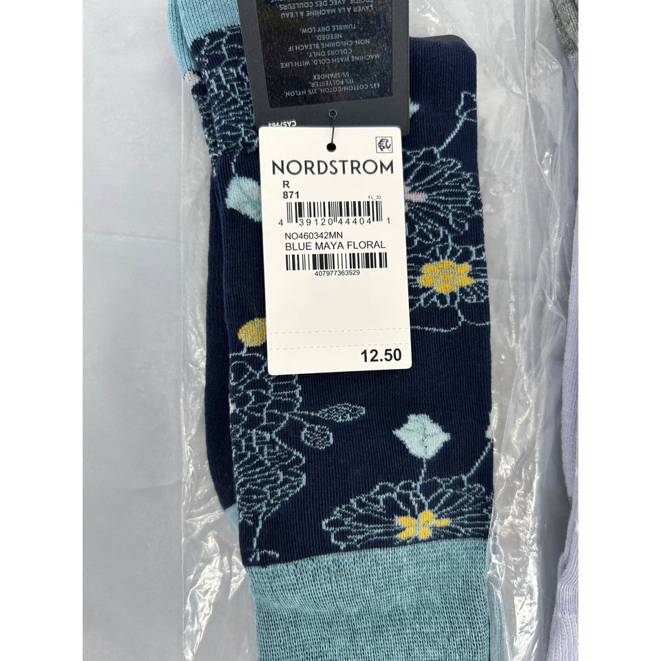 Paquete de 2 pares de calcetines para mujer Nordstrom azul maya floral púrpura punto cósmico Foto 2 de 3