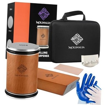 Rolling Knife Sharpener Kit for Kitchen - Multi Angle Tool with Magnetic Angle