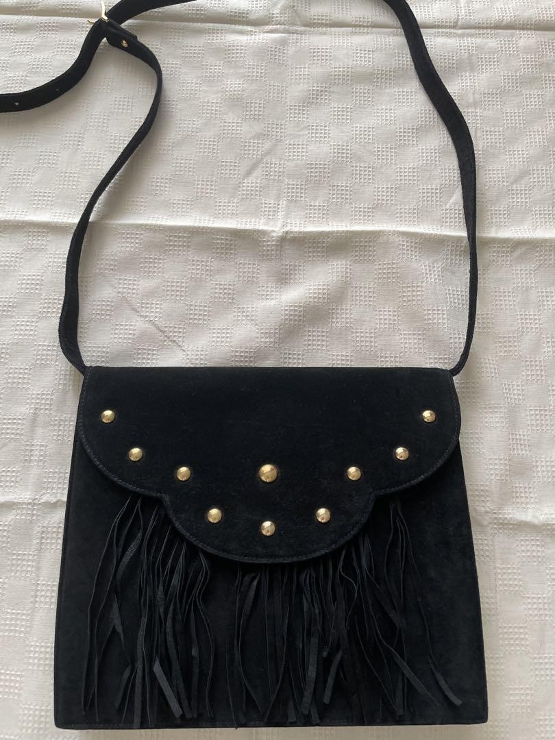 Borsa a tracolla Yves Saint Laurent nera importazione Giappone rara