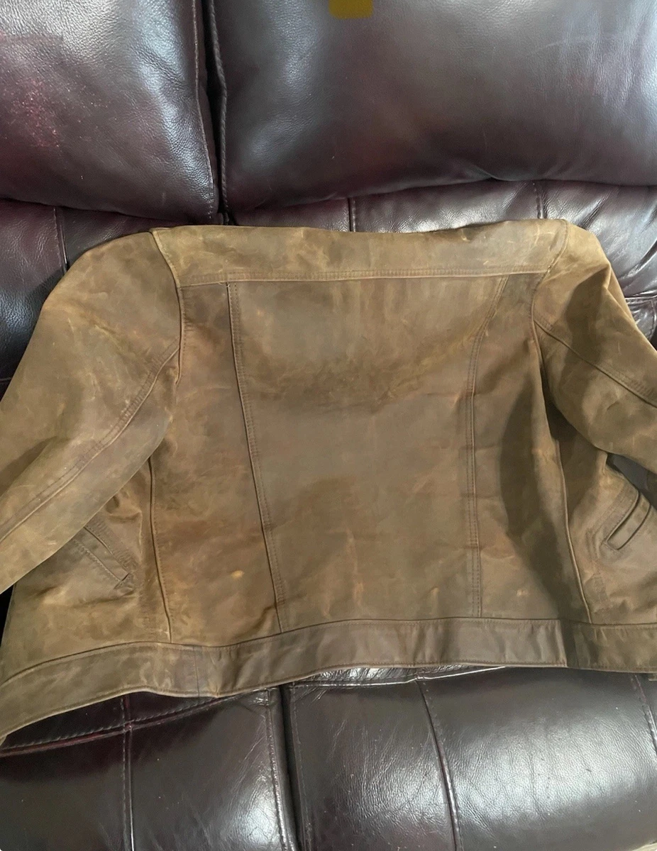 Chaqueta de mecánico Schott 538 marrón nobuck cuero de vaca (M)