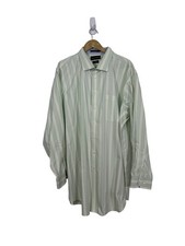 Paul Fredrick Classic Fit Dress Shirt 19x36 Men s Cotton Green Blue Striped LS