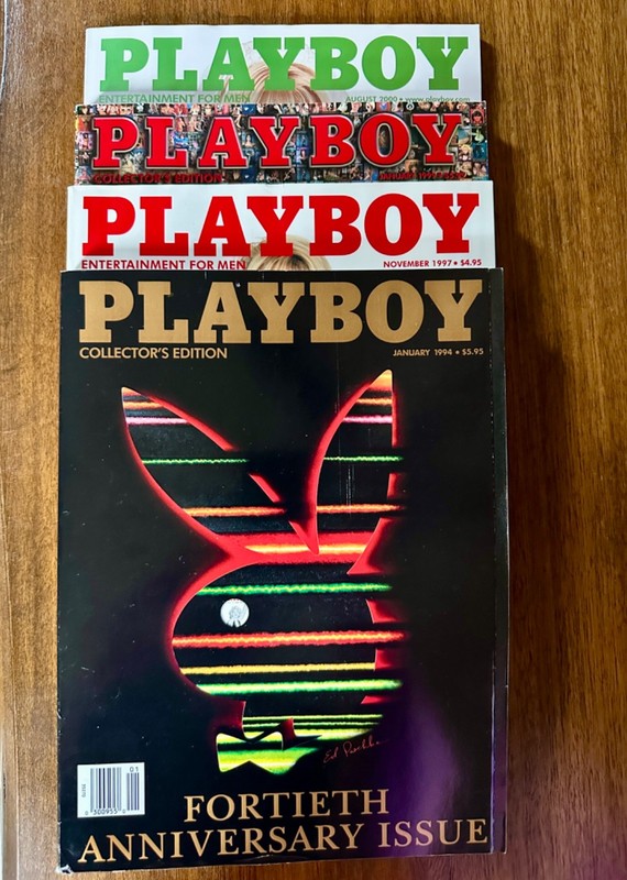 Lot of 4 Playboy Magazines incl. 40th & 45th Anniversary Issue Centerfolds Nudes