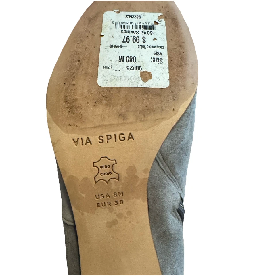 Новый в коробке Via Spiga серый пепел замши ботинок лодыжки загрузки молнии стороны блок каблук размер 8 женщин - Изображение 4 из 4