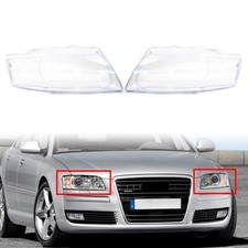 Headlight Lens Cover Headlamp Shell Pair For Audi A8 D3 2005-2010 Transparent