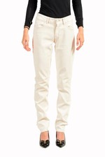 Just Cavalli Women's Coated Ivory Straight Leg Jeans US 26 IT 40