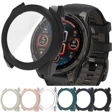 PC Shell Glass Film Protective Frame Case Cover For Garmin Fenix 8 43/47/51mm