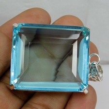 Certified 186.00 Ct Natural Blue Aquamarine - 925 Solid Silver Pendant Loose Gem