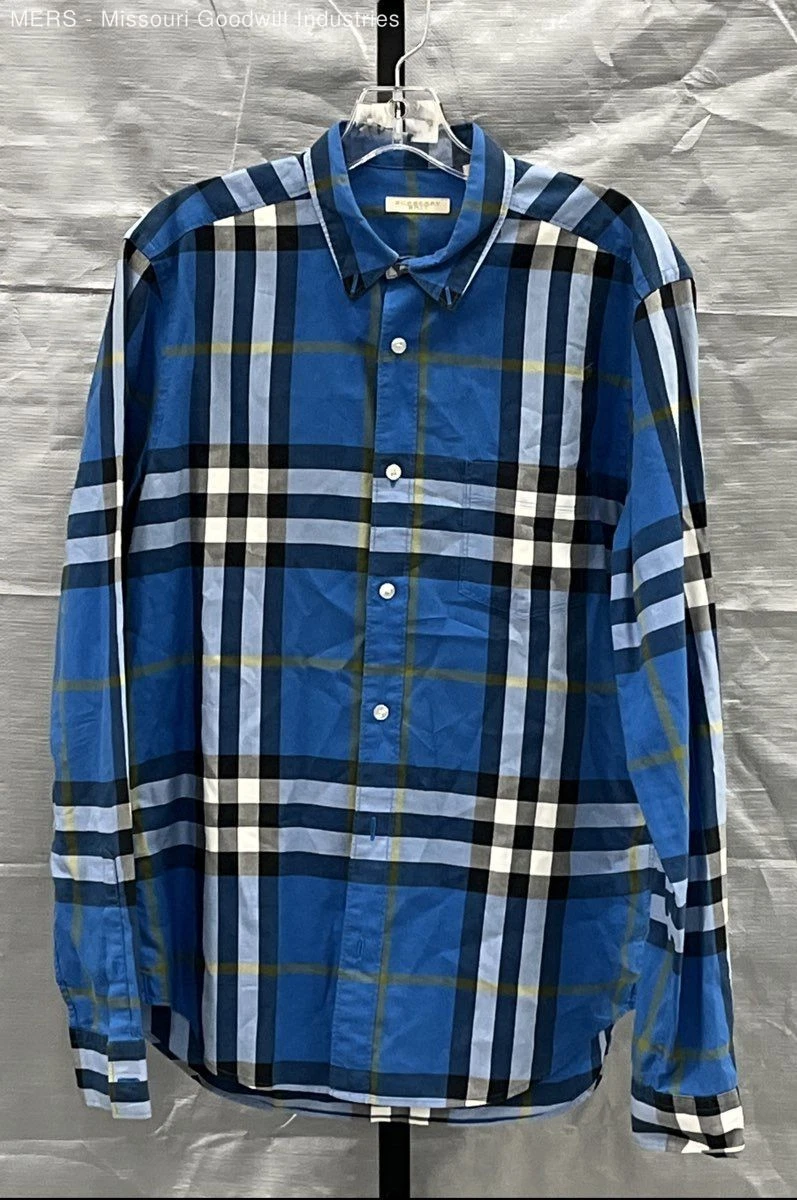 Preços baixos em Camisas de manga comprida Burberry Azul para