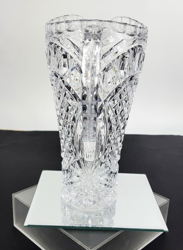 Lead Crystal Pitcher Vintage Thumb Print Edge Excellent Barware/Water 9" x 7" - Picture 5 of 10