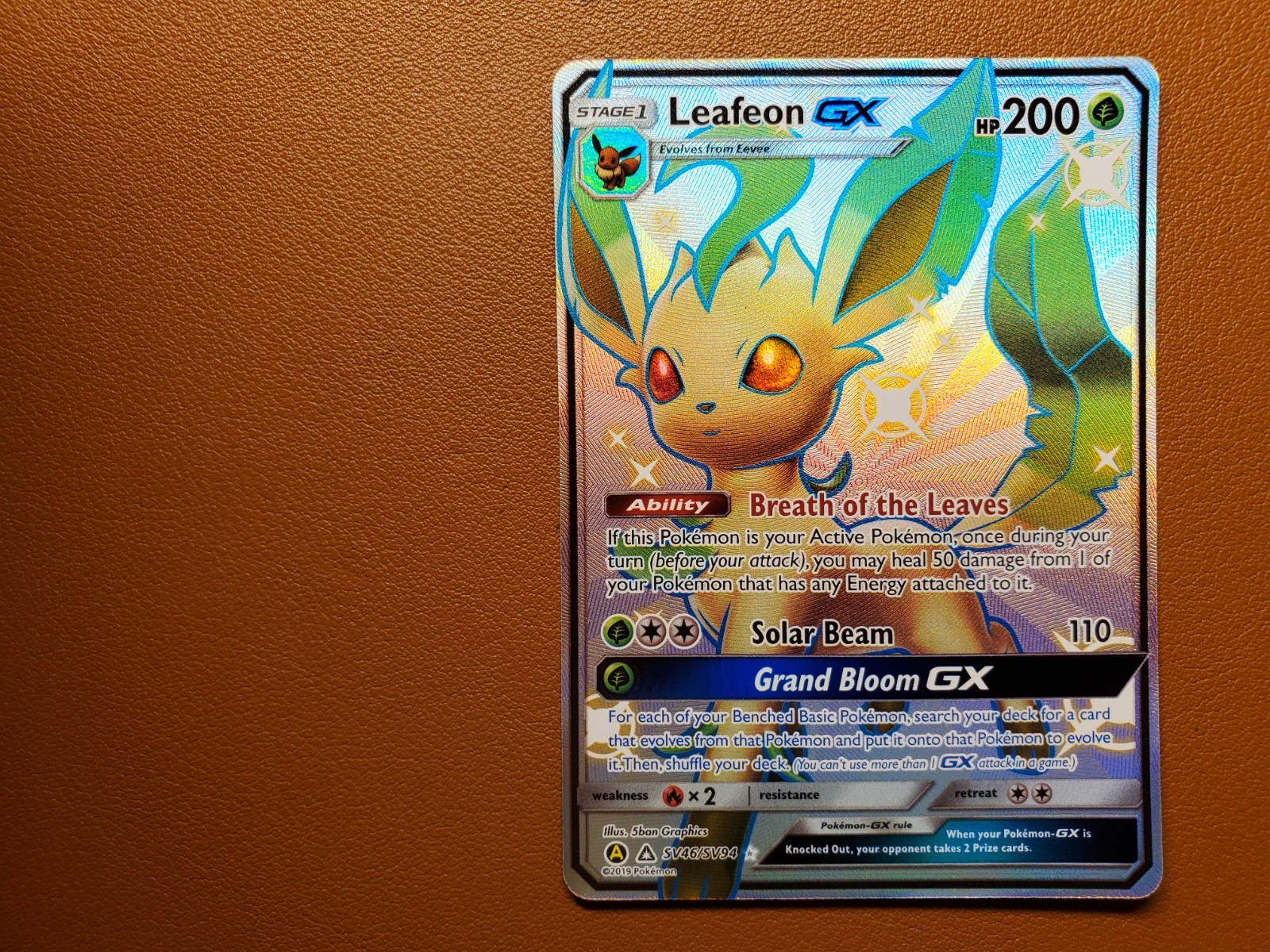 Leafeon GX - SV46/SV94 Hidden Fates Full Art Shiny Pokemon - NM/MINT