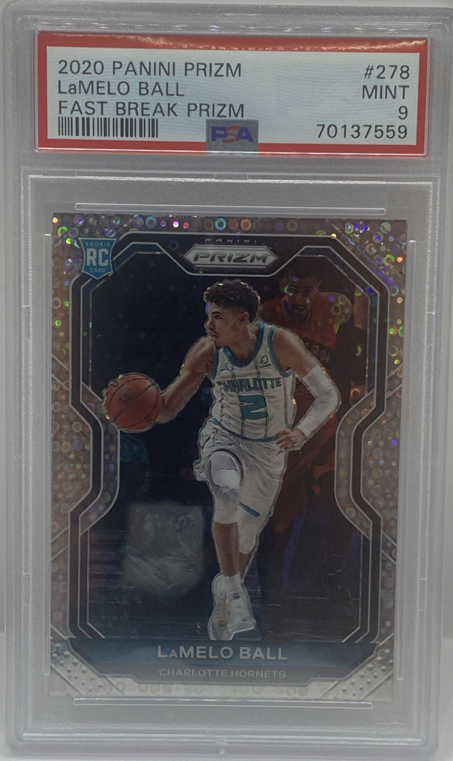 2020-21 Panini Prizm Prizms Fast Break #278 LaMelo Ball RC Rookie PSA 9 MINT SP