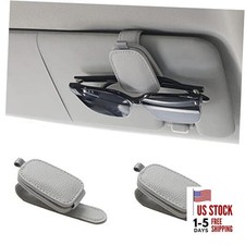 Yuoyar Sunglass Holder for Car, Magnetic Leather Sunglasses Holder Silver Grey