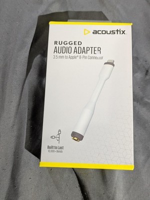Acoustix Rugged 3.5mm Audio Adapter Apple 8 Pin IPhone 14 13 12 X 8 7 White New